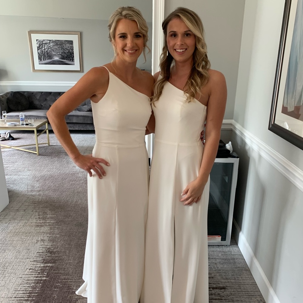 Amsale Sloan Ivory Bridesmaids Dress 10 One Shoulder